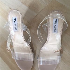 Steve Madden clear strap and heel high heels.